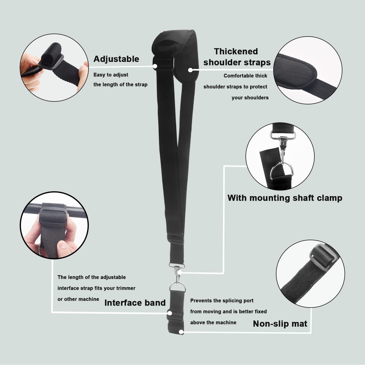 Universal Shoulder Strap Trimmer Blower Straps Strap/Weed Eater Blacd