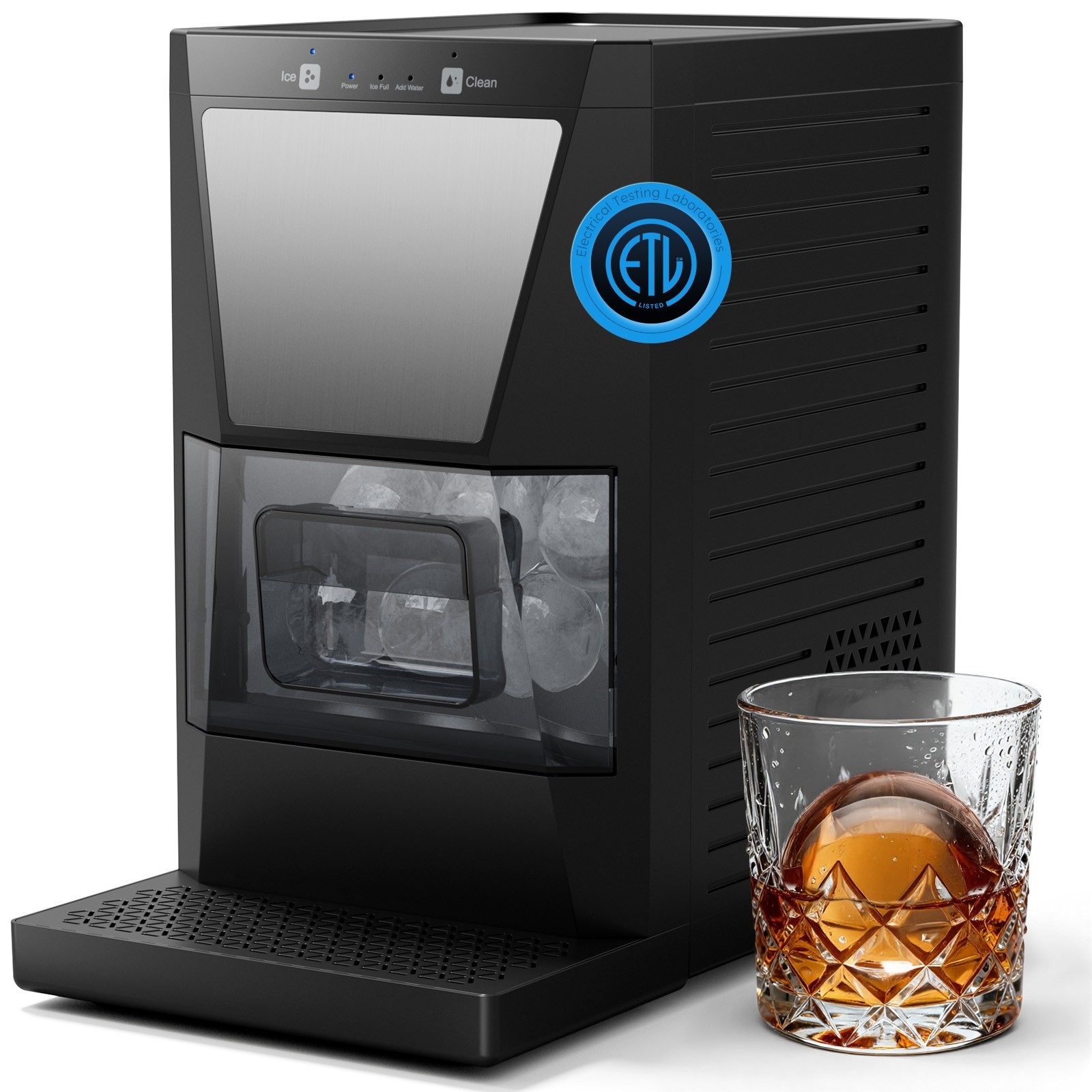 Ball Ice Maker Machine with Self-Cleaning Function - Makes Crystal Clear