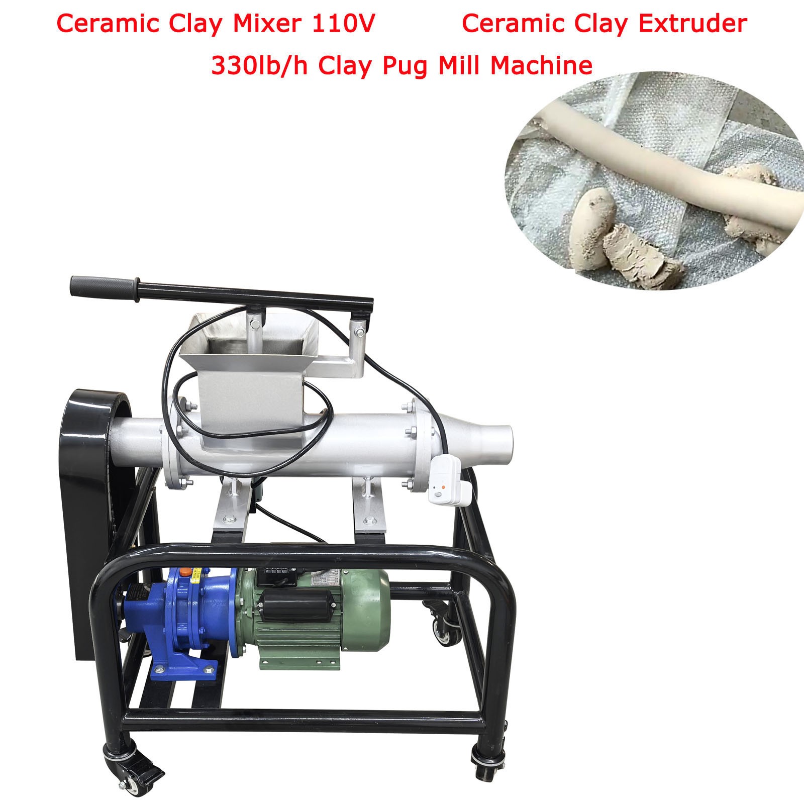 Ceramic Clay Mixer 110V Ceramic Clay Extruder 330lb/h Clay Pug Mill Machine