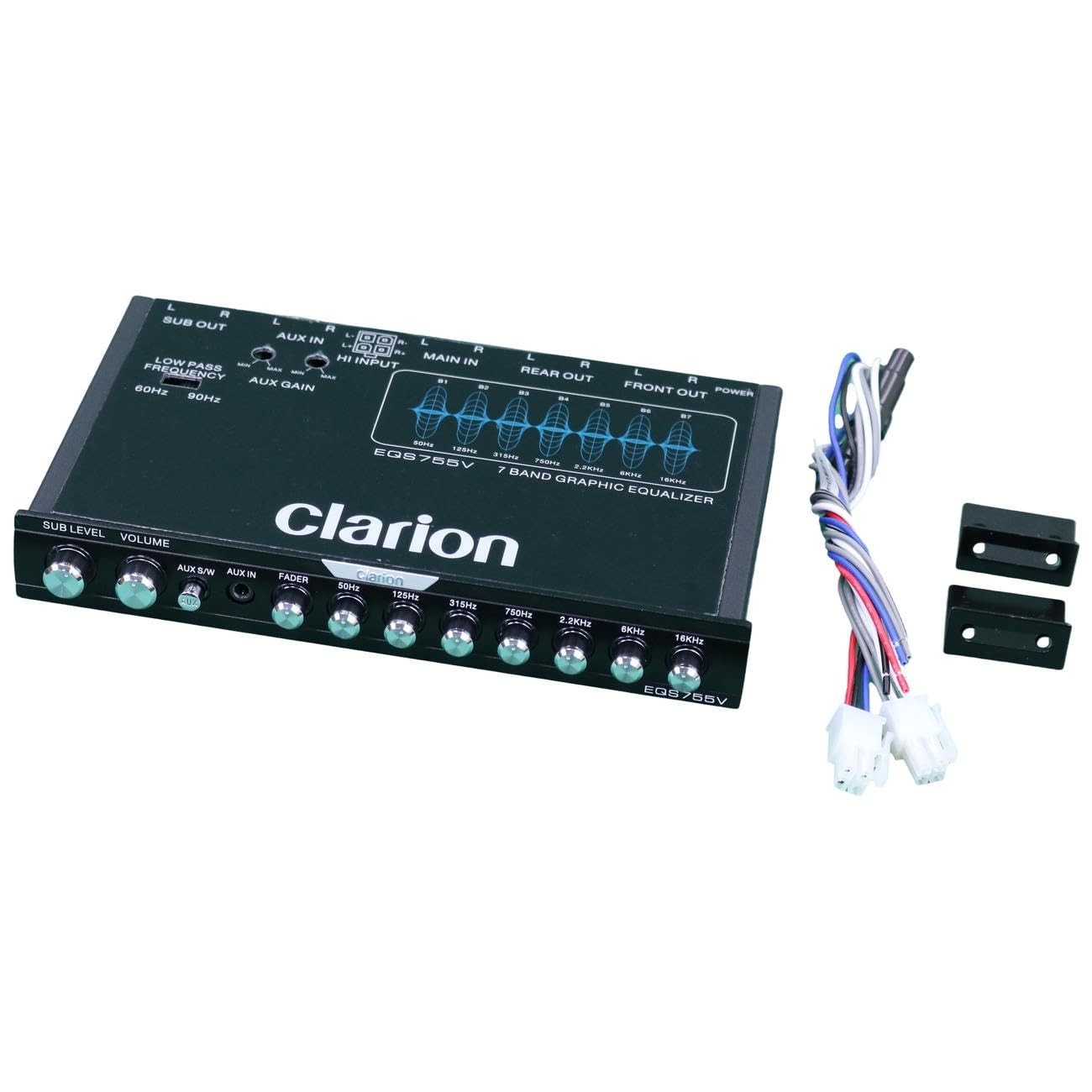EQS755V 7-Band Car Audio 1/2-DIN Size Car Graphic Equalizer/Crossover with Fr...