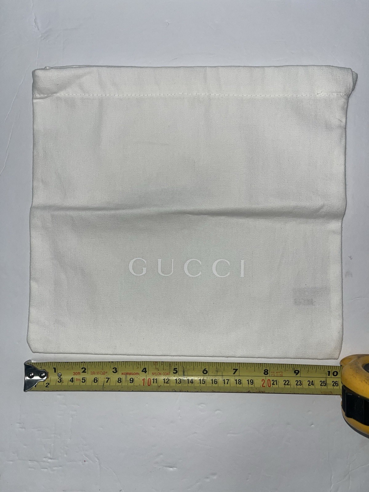 Authentic Gucci White Cotton Dust Bag Drawstring Logo 10x9 Storage Pouch