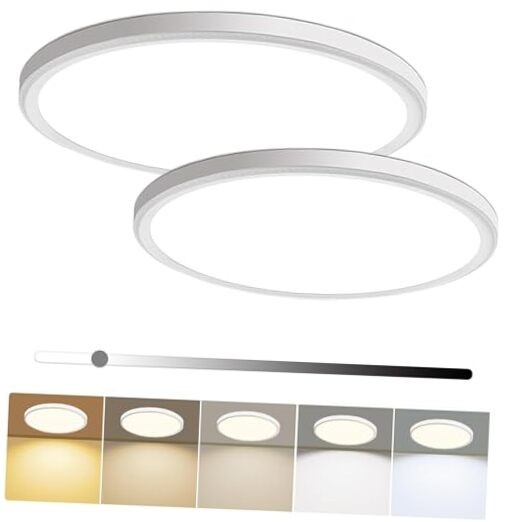 16 Inch Dimmable LED Flush Mount Ceiling Light 4800LM Round Light 2 Pack White