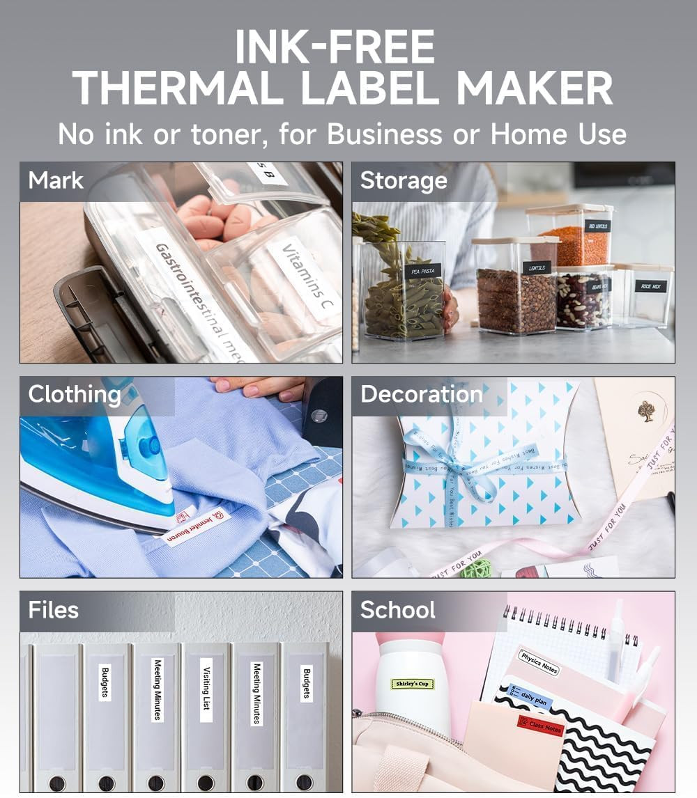 P12 Label Maker Machine with Tape, Bluetooth Small Thermal Label Printer with Mu