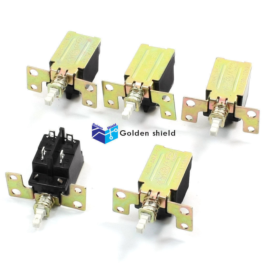 5 Pcs DPST Self Locking 4 Pin Push Button Power Switch for TV 250V AC 5A✦Kd