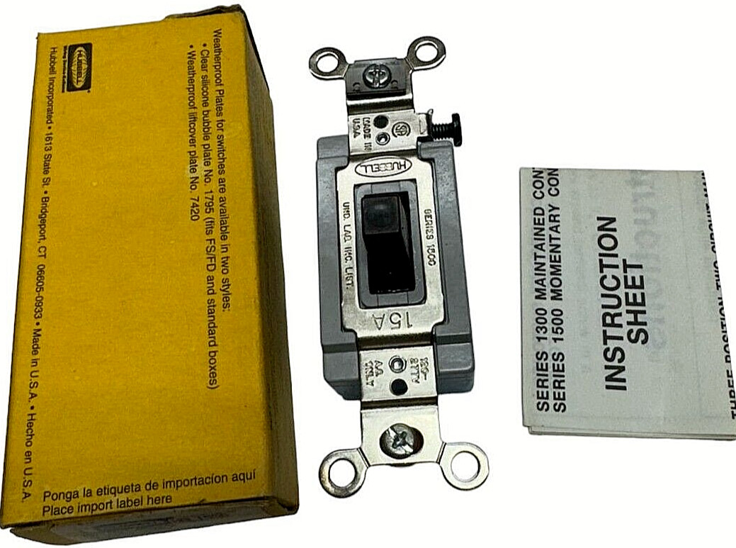 Hubbell HBL1556 Brown SP, DT Nylon Series Toggle Momentary Contact 15A 120V-277V