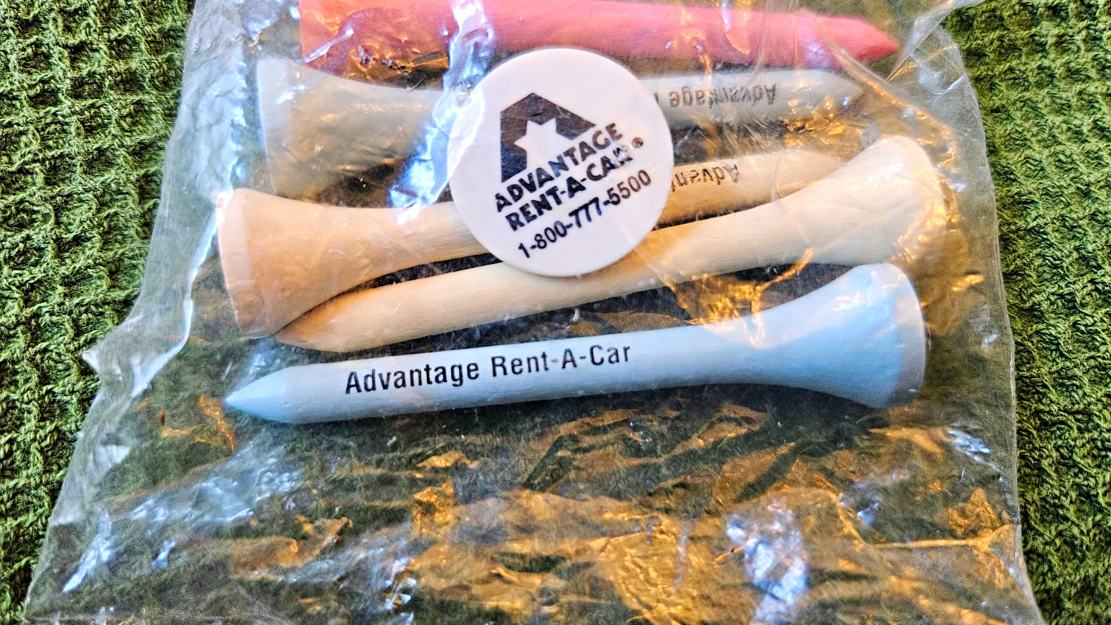 Advantage Rent-A-Car Golf Tees 3 1/4 in Wood White Pink Natural Promo