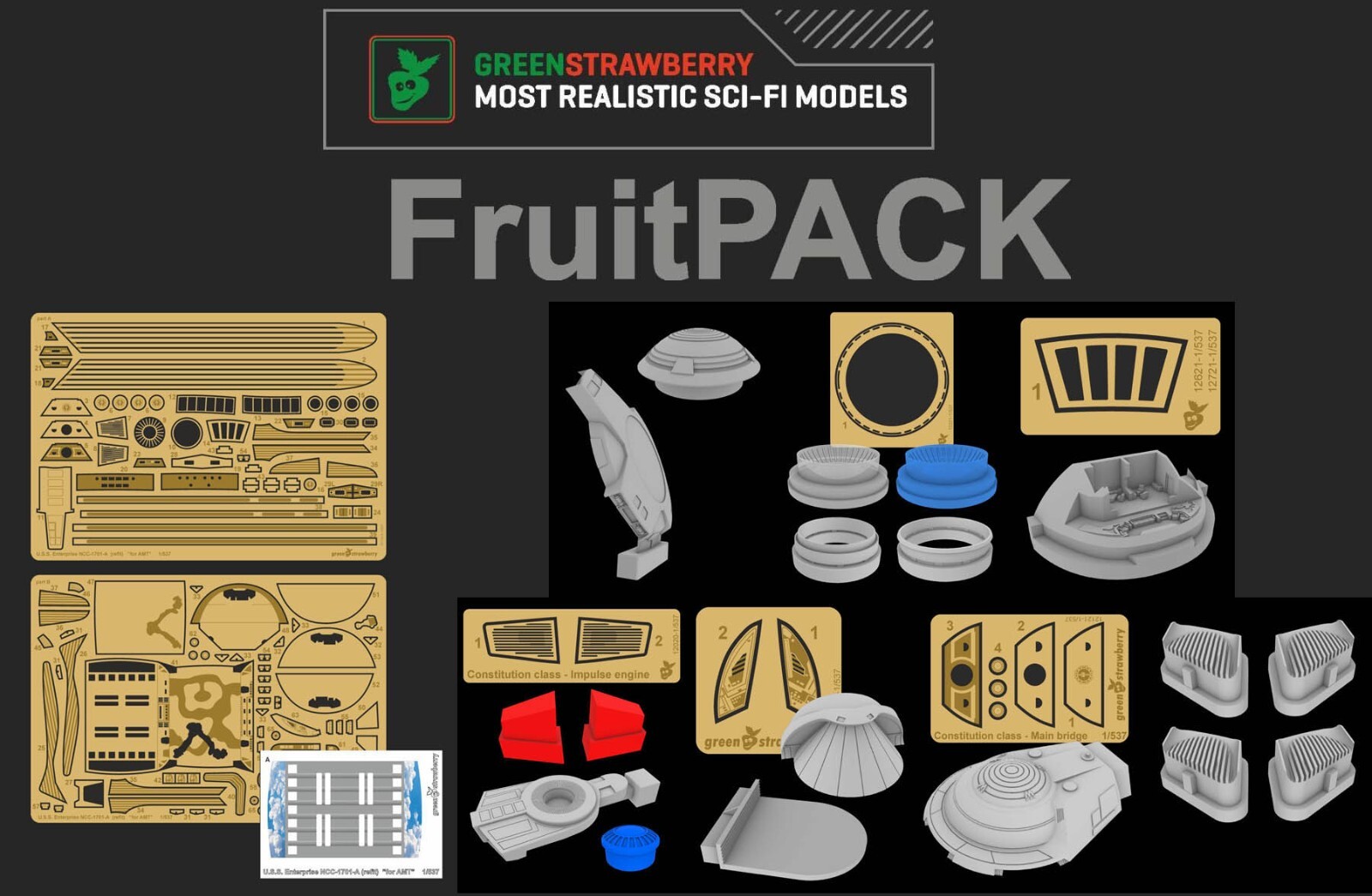 Green Strawberry 1/537 Star Trek Constitution Class NCC-1701 Refit (FruitPACK)