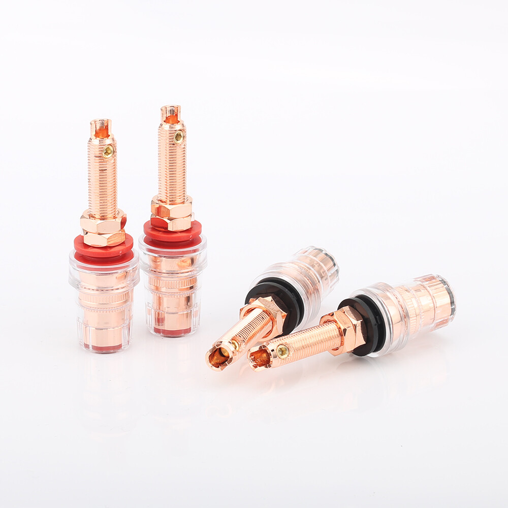 4Pcs Pure Copper Long Thread HiFi Speaker Female Terminal Binding Post Socket