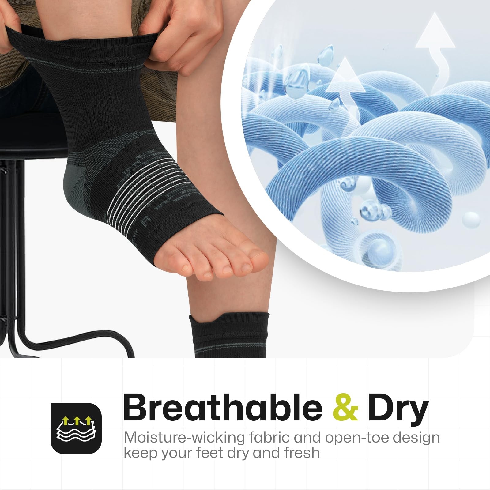 PAPLUS 3 Pairs Ankle Compression Socks Arch Support Sleeve Unisex