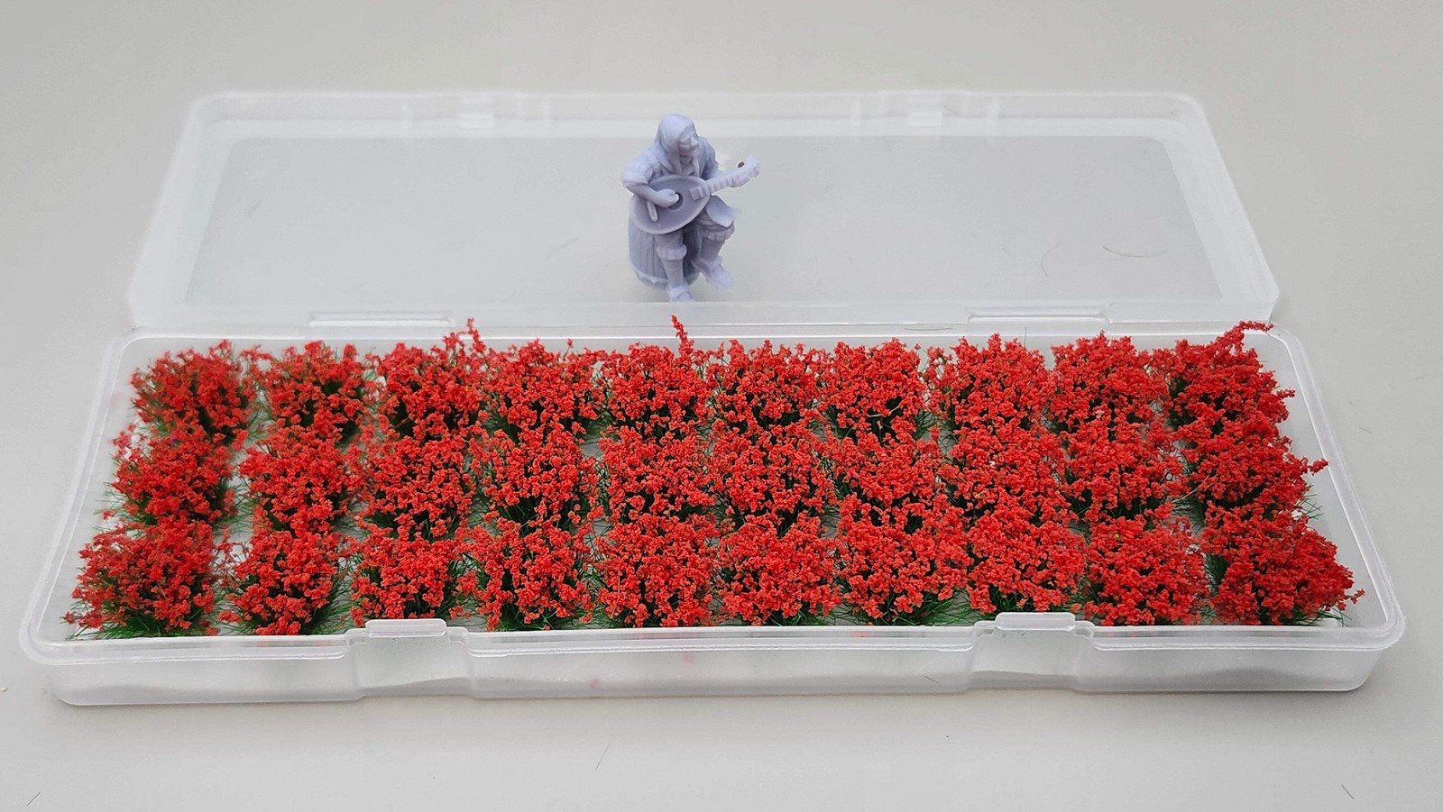 JHT - Rose Red Flower Clusters - Self Adhesive Grass Tufts - 10mm height x 9mm b