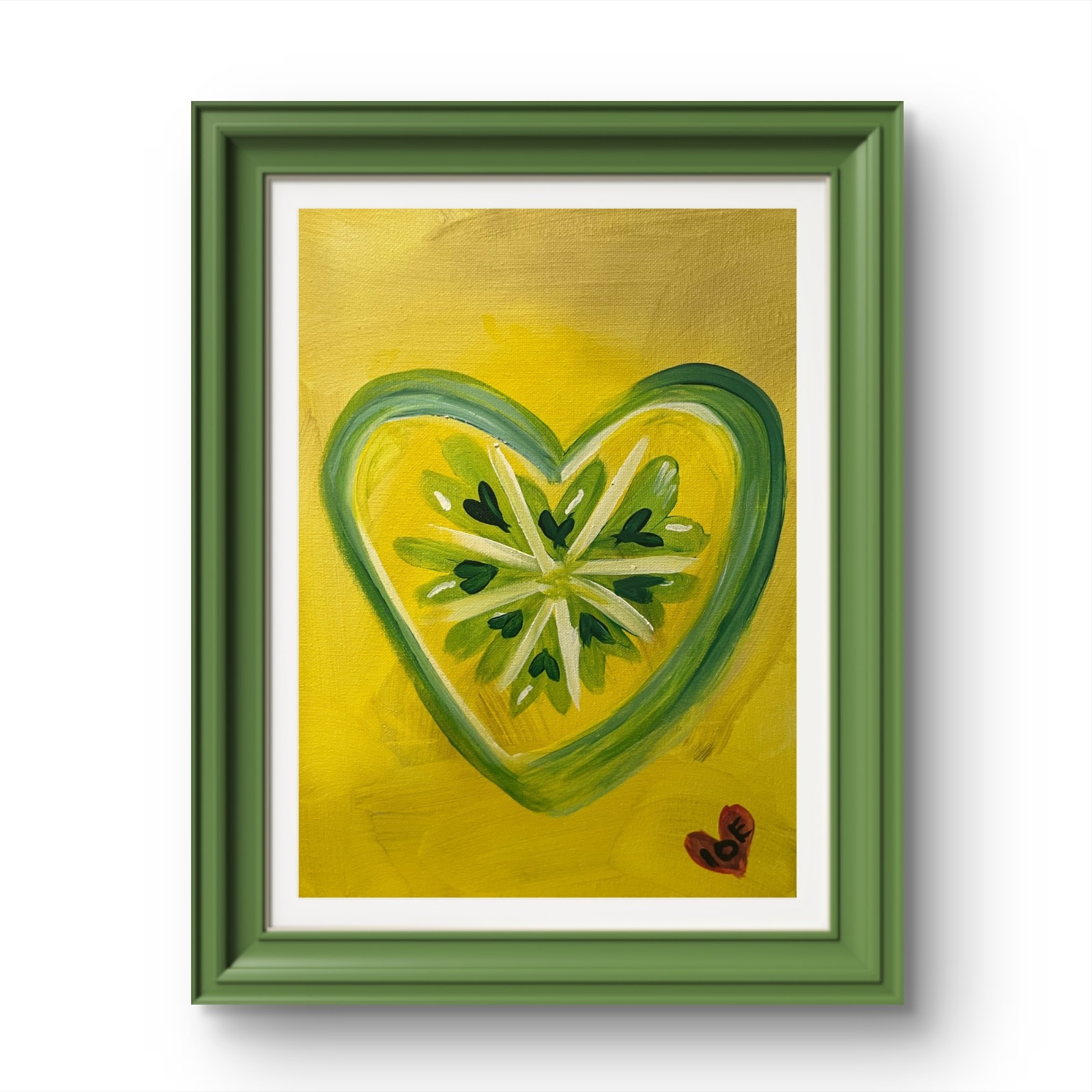 BLESSED#878 Heart Lemon 14 x11 Canvas Original Painting - Abstract Kitchen