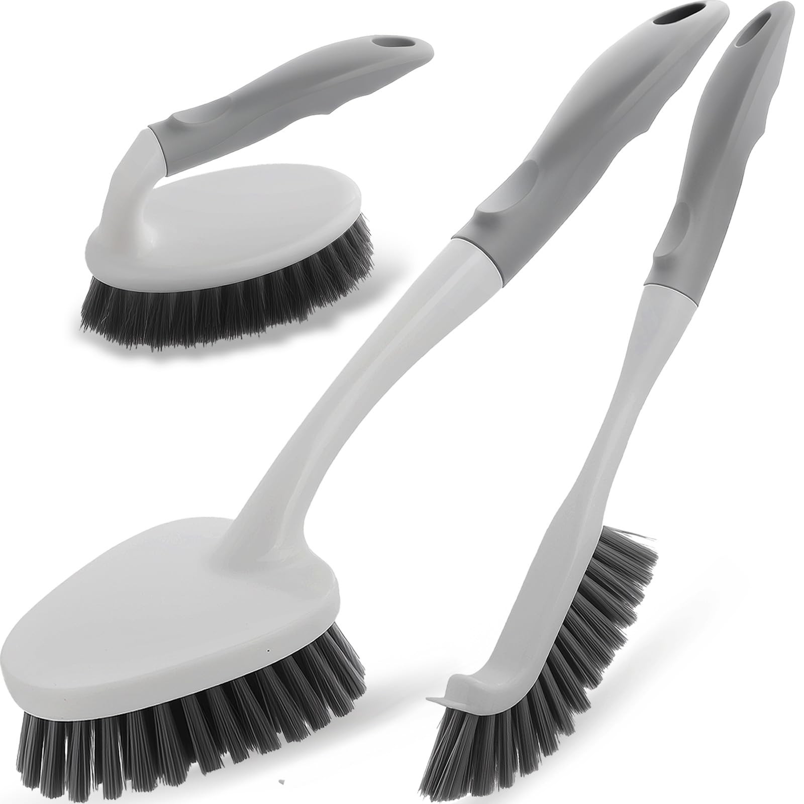 3 Pack Heavy Duty Scrub Brush Set for Household Use, Long Scrub Brush, Handheld