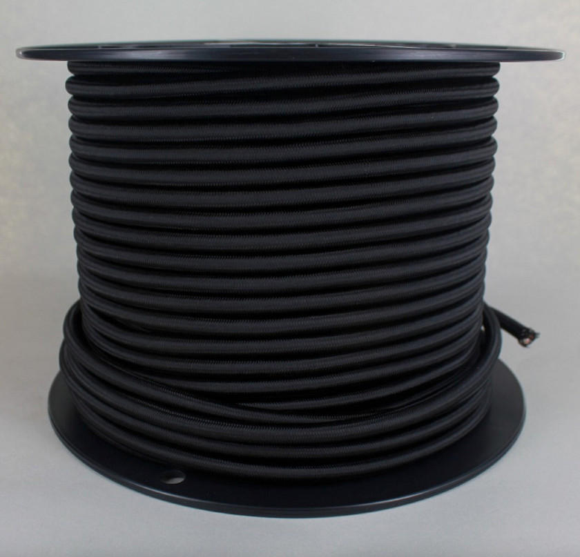 16 Gauge Black Cloth Covered 3-Wire Round Cord, Vintage Lamps Fans Lights, Nylon