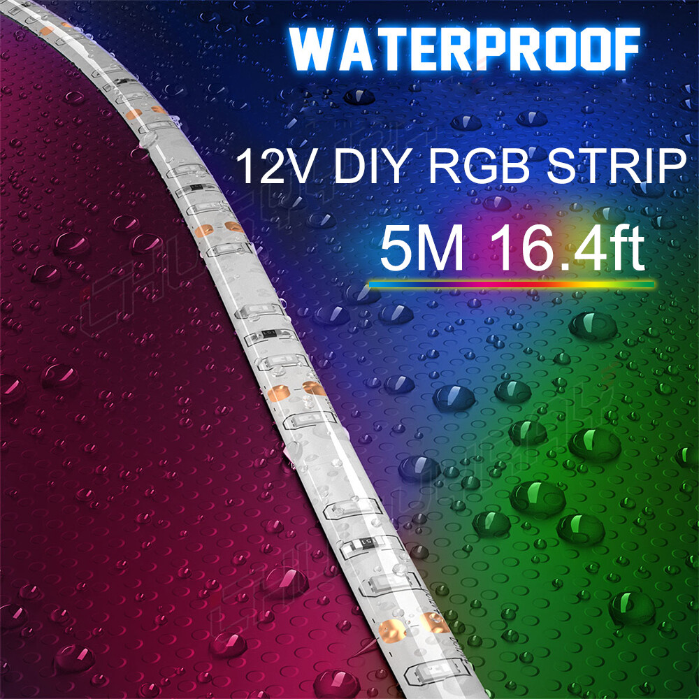 12V 5M LED RGB Strip Light, with Remote Control, for Bedroom Kitchen Ceiling