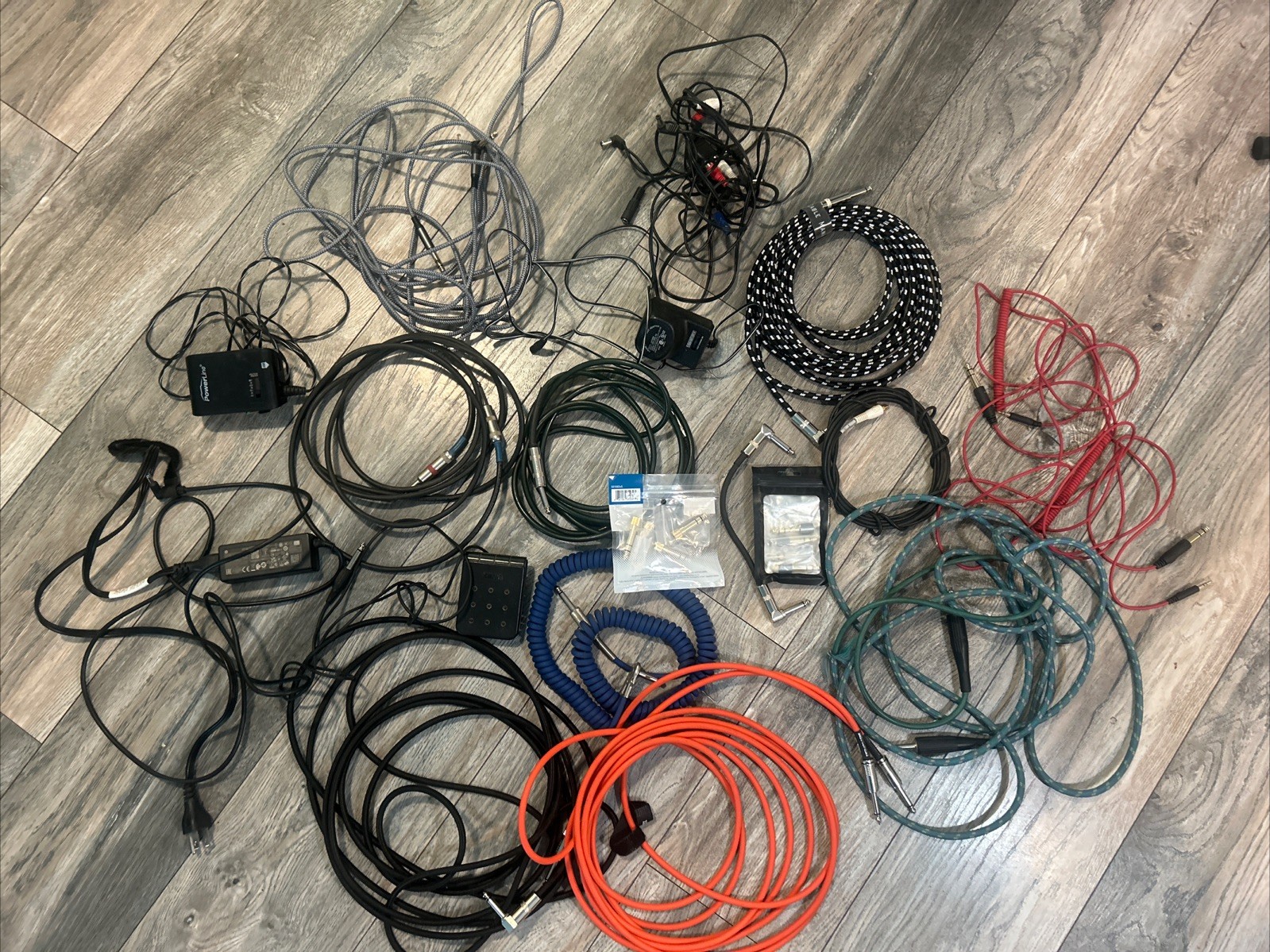 Huge Lot of Miscellaneous Guitar & Other Instruments Parts Guitar & Power Cords