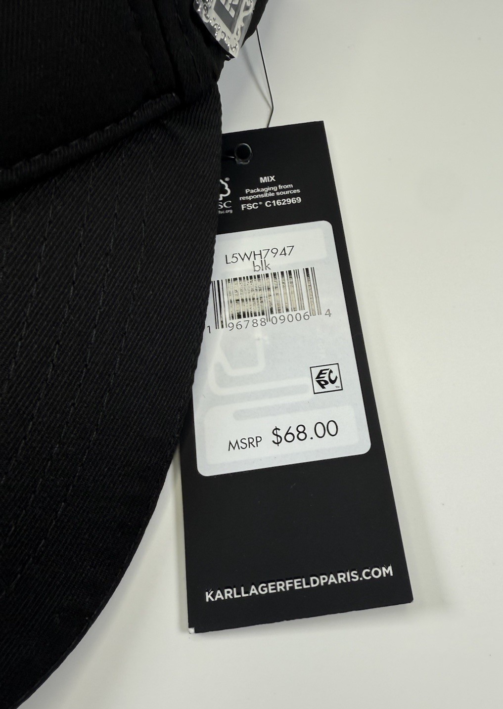 Karl Lagerfield Paris Women’s Hat Cap Strap Back Adjustable Black NEW Fashion