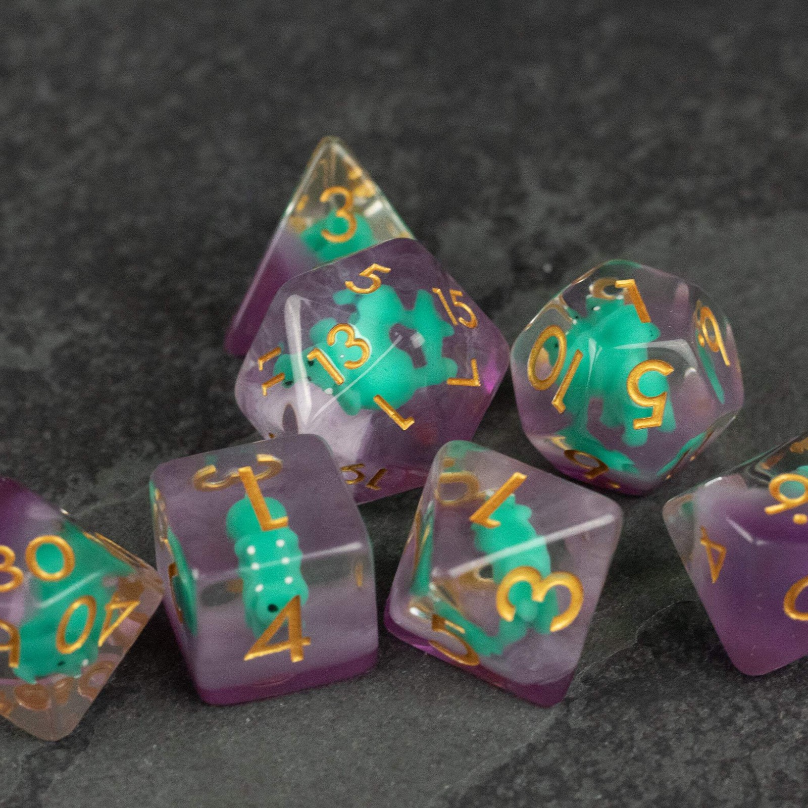 Green Triceratops Dice Set