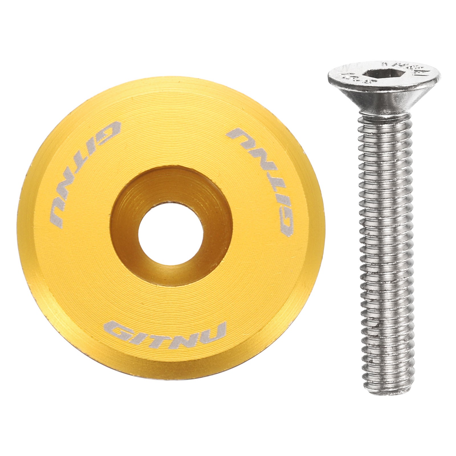 1 1/4" OD Bike Headset Stem Top Cap Gold Tone with M6 Bolt for Mountain Bicycle