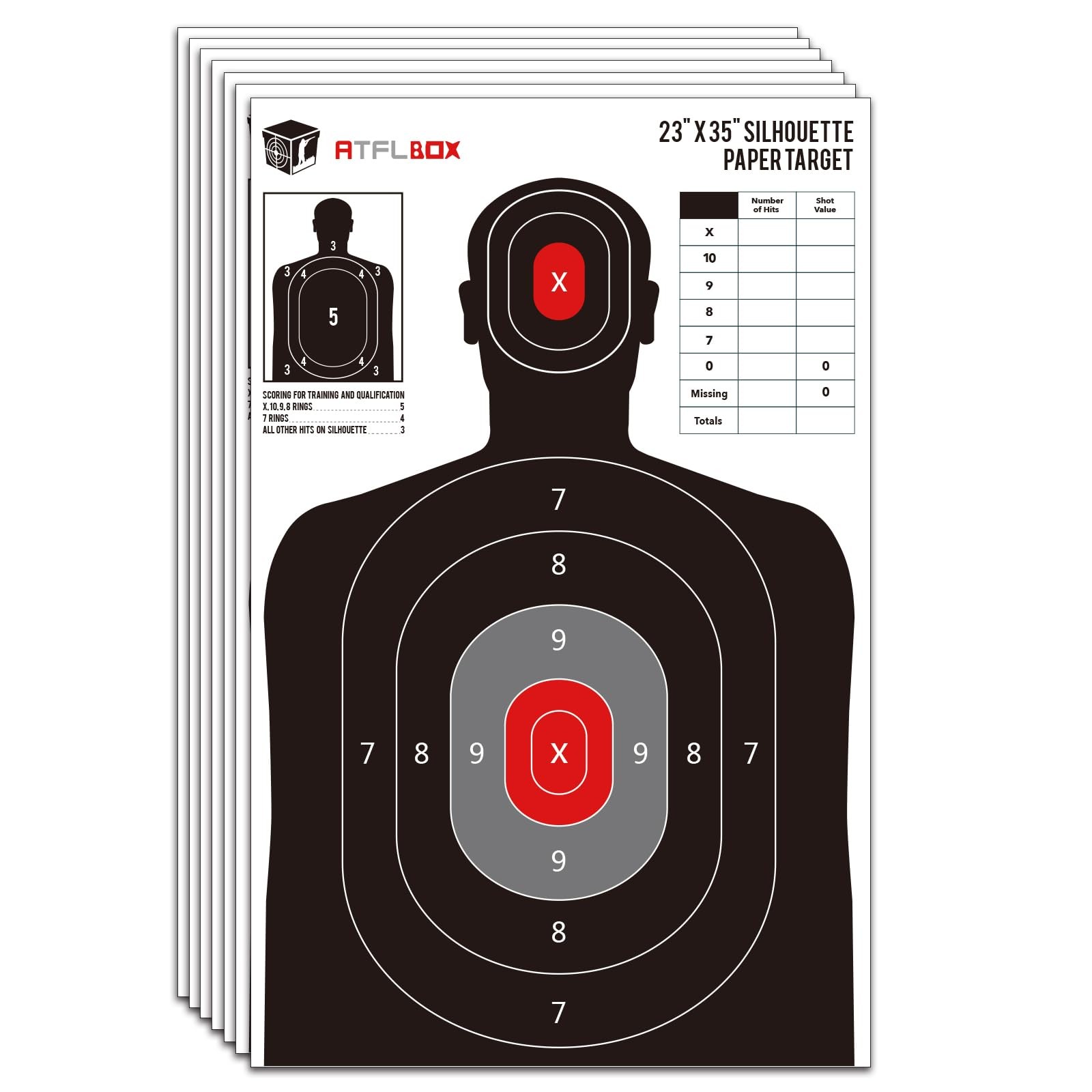Set of 10 Silhouette Paper Target 23X35" for the Range, Pistols, Rifles, Airguns