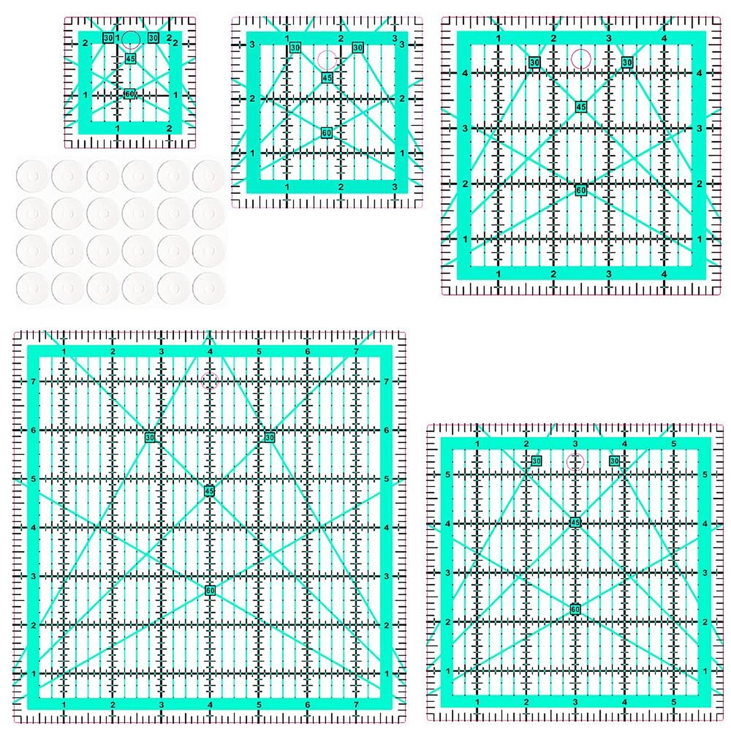 Quilting Rulers(2.5",3.5", 5", 6", 8"),5 Square Ruler Quilting Templates,Quil...
