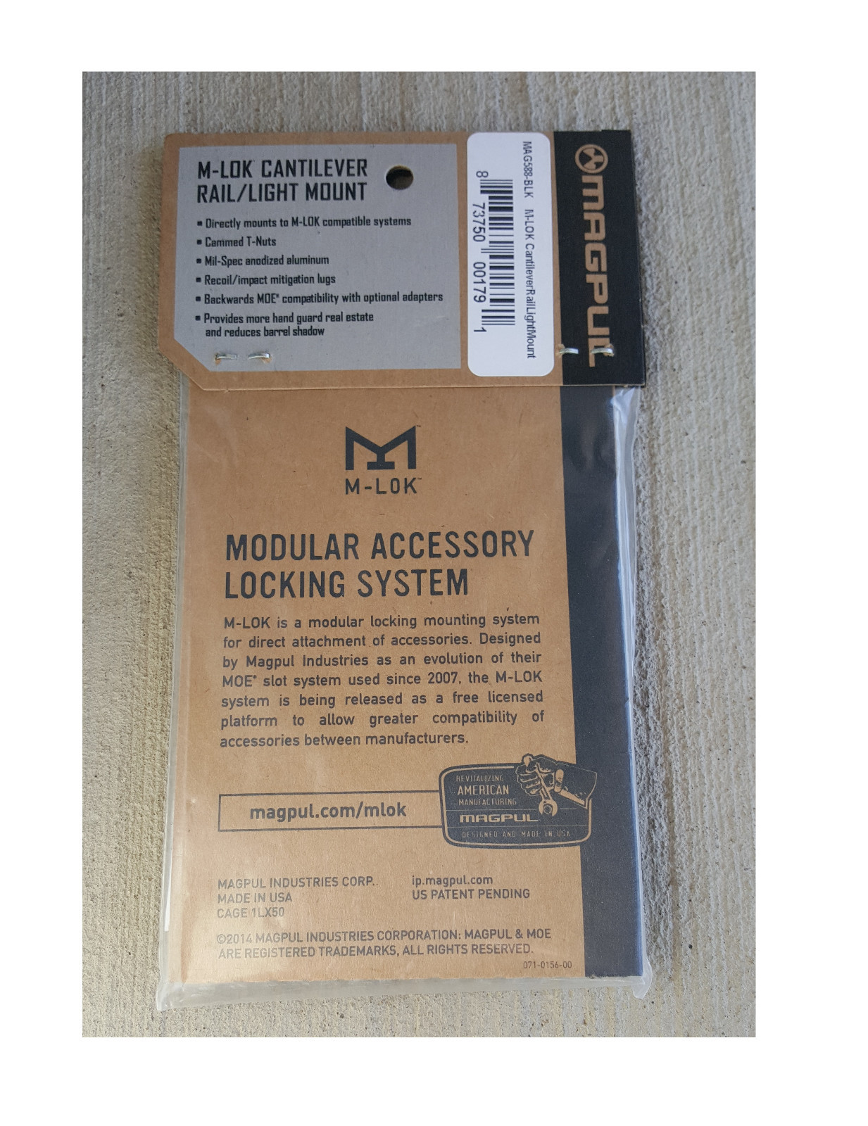 Magpul MAG588-BLK MLOK M-LOK Cantilever Rail / Light Mount - Aluminum - MAG588
