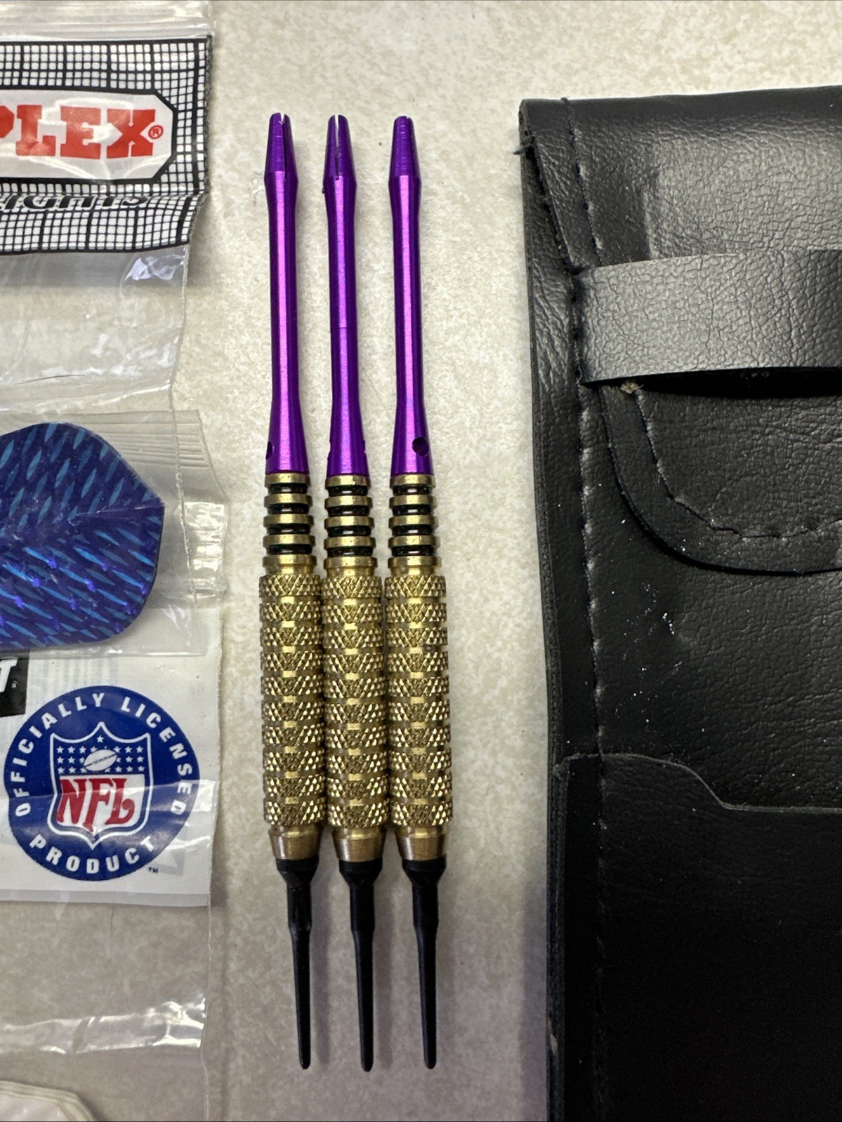 15GM Minnesota Vikings Themed 3 Piece Soft Tip Dart Set Bundle With Soft Case