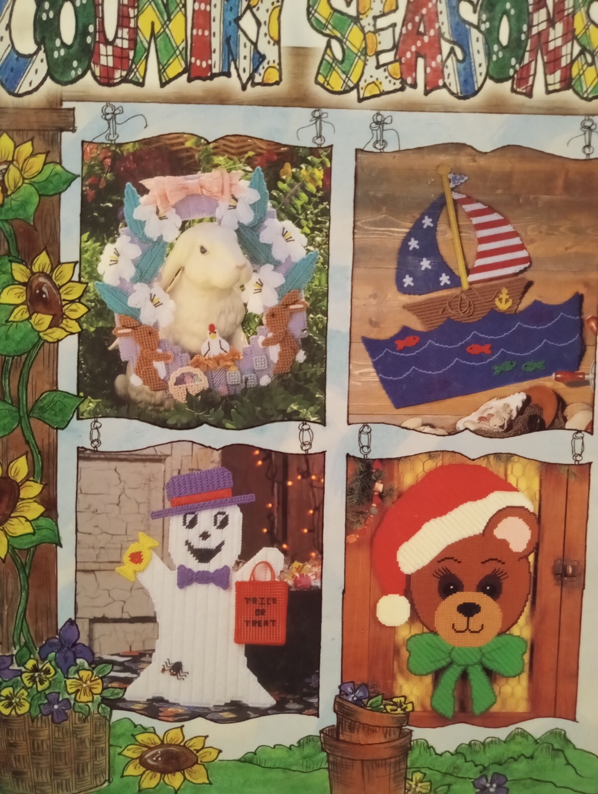 Holiday Christmas Decor Plastic Canvas Pattern Book Halloween Easter St Patrick