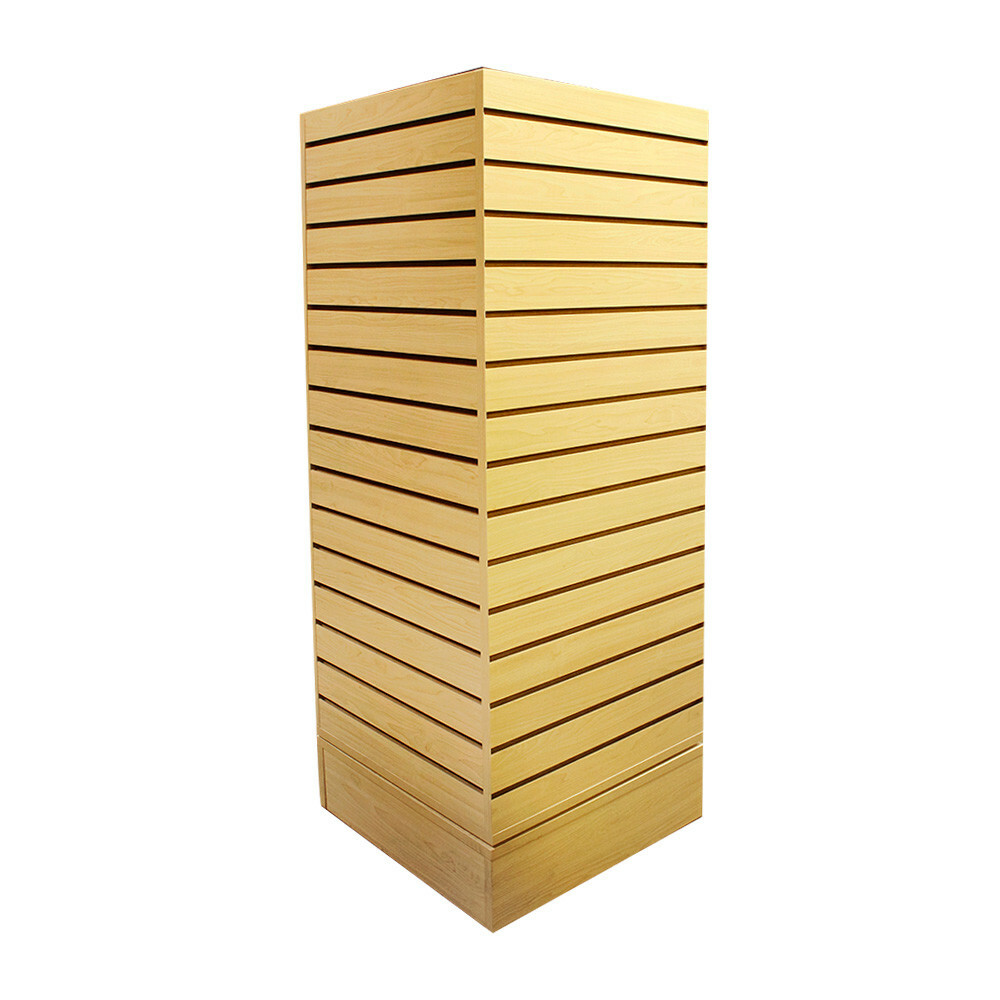 20'' x 20'' x 54'' Maple Rotating Cube Tower 4 Sided Revolving Slatwall Floor