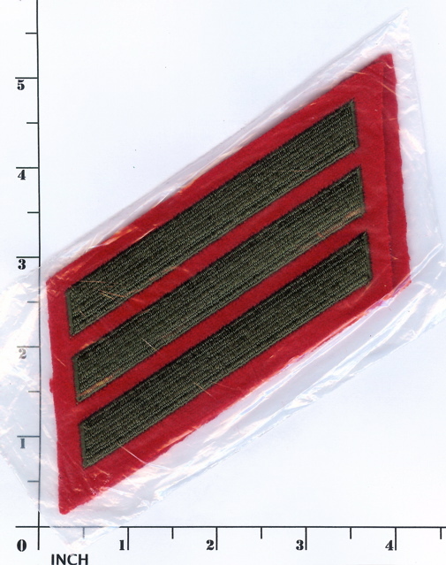 USMC Service Stripes HASH MARKS 3 Bars PATCH set Marines VINTAGE grn/red Greens