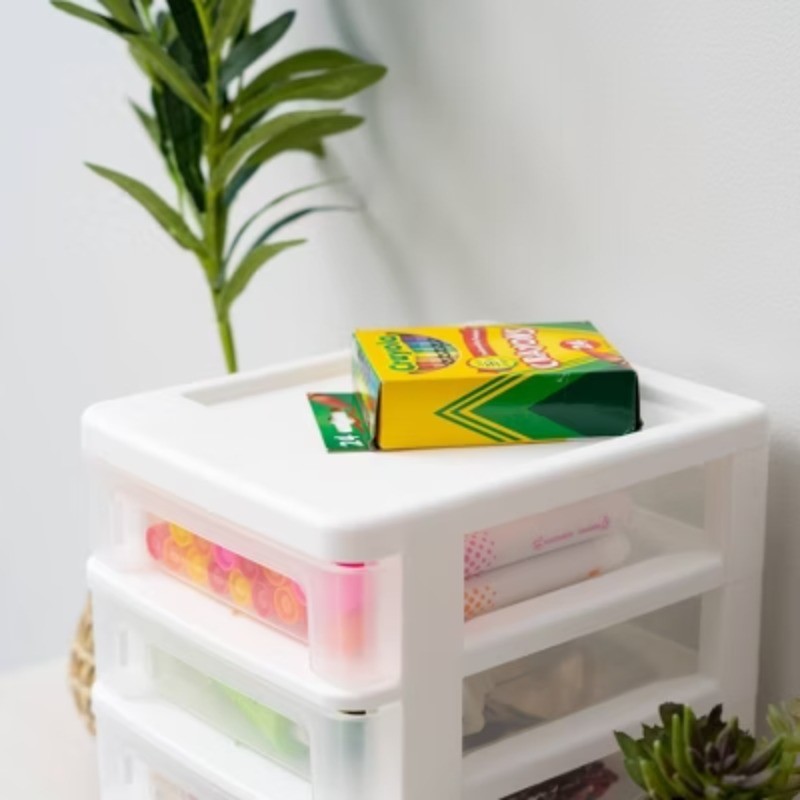 2pk 4 Drawer Desktop Organizer Compact White