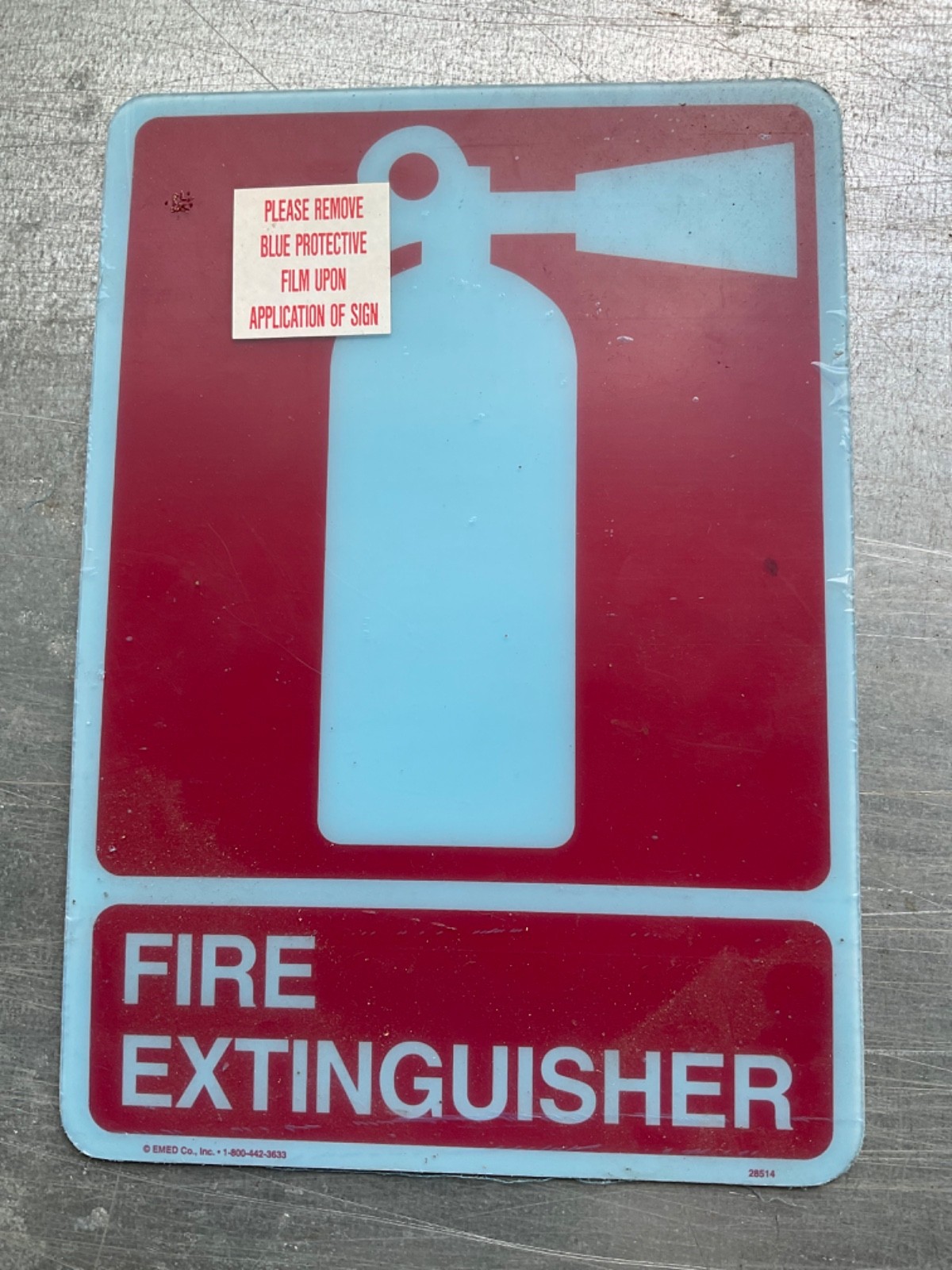 NEW EMEDCO wall decor sign Fire Extinguisher #28514 7" x 10" self adhesive