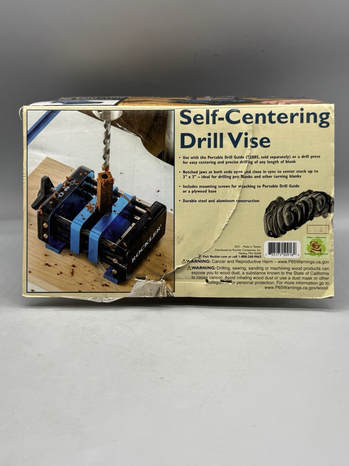 ROCKLER Self centering drill vise w/hex key - centering tool for pen drilling