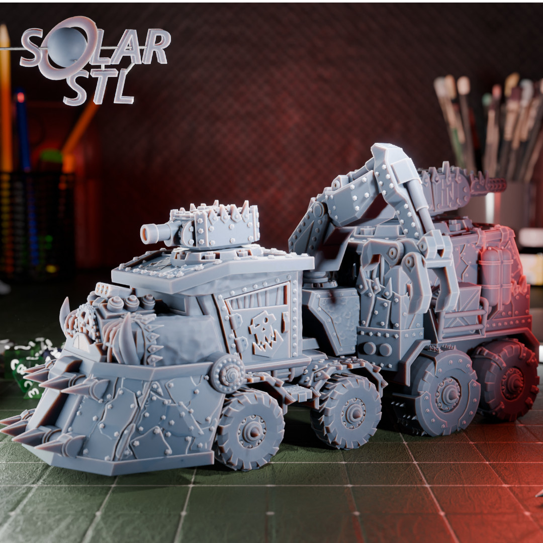 Space Orc War Wagon Scrap Battle Transport From Sloar stl 3D Printed Sci Fi Kit!