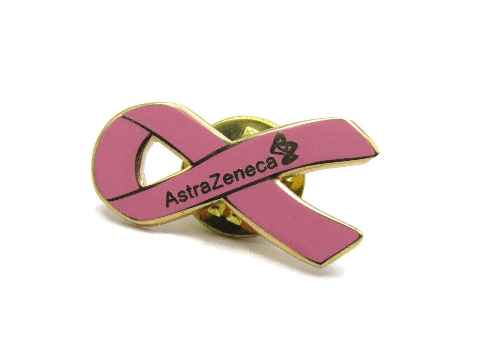 AstraZeneca Pin Pink Ribbon Breast Cancer Awareness Gold Tone