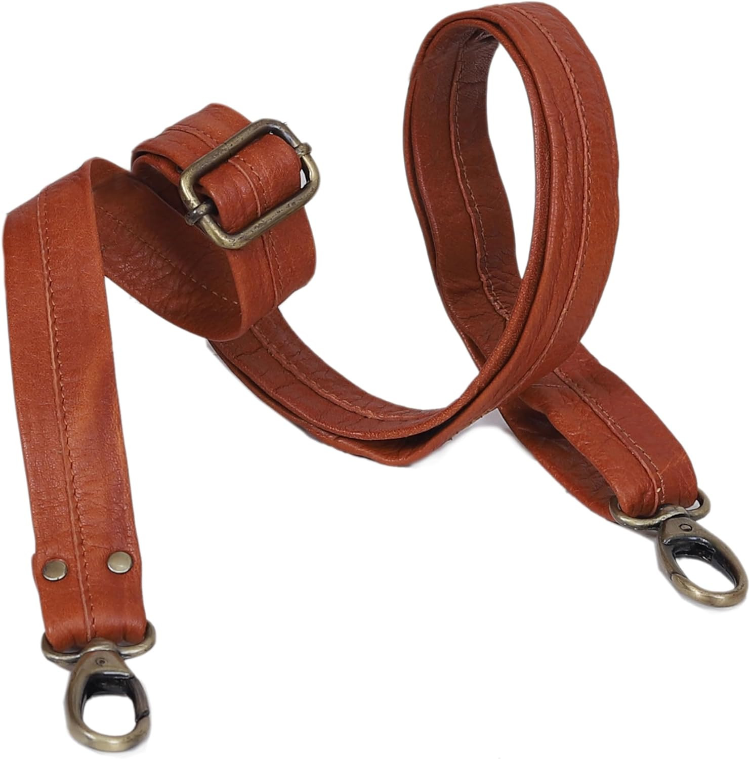 Leather Adjustable Padded Replacement Shoulder Strap with Metal Swivel Hooks for