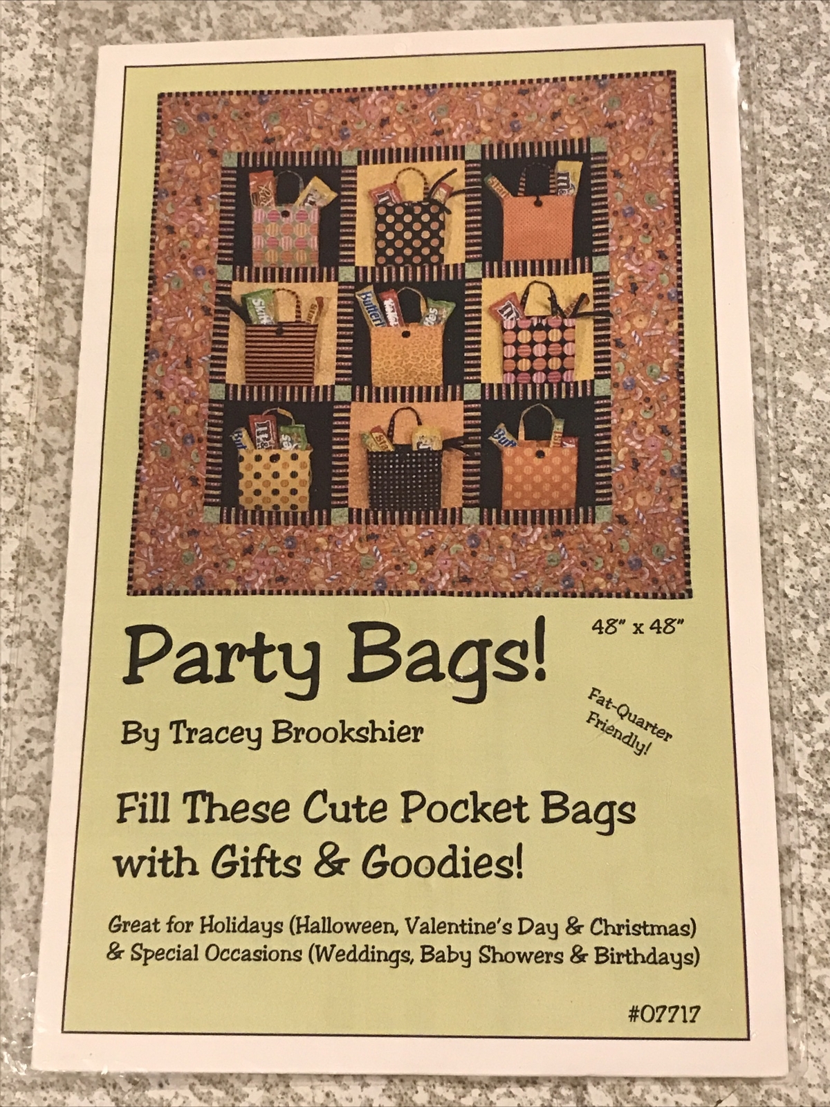 Pieced Quilt Pattern by Tracey Brookshier Party Bags! 48x48" Wall Hanging #07717