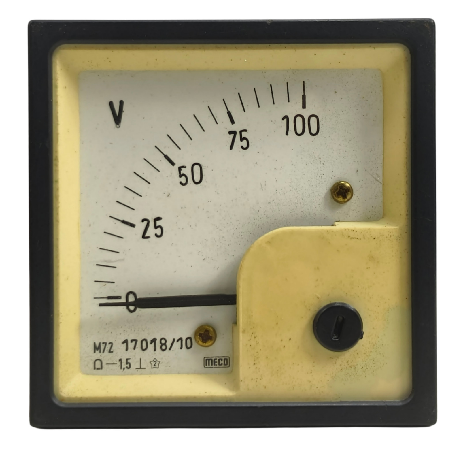 Meco M72 100V DC Moving Coil Din Voltmeter Panel Analog 90° Deflection 72x72mm