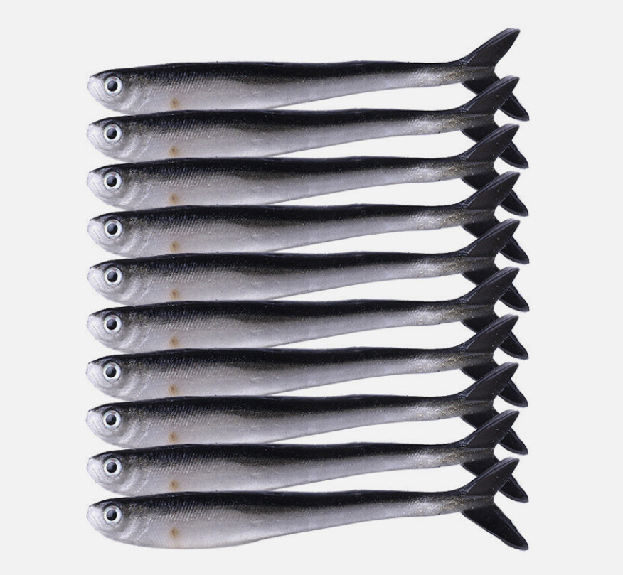 40pcs Soft Plastic Fishing Lures Jig Bass Rubber Bait Tail Swimbaits 8cm/2.2g
