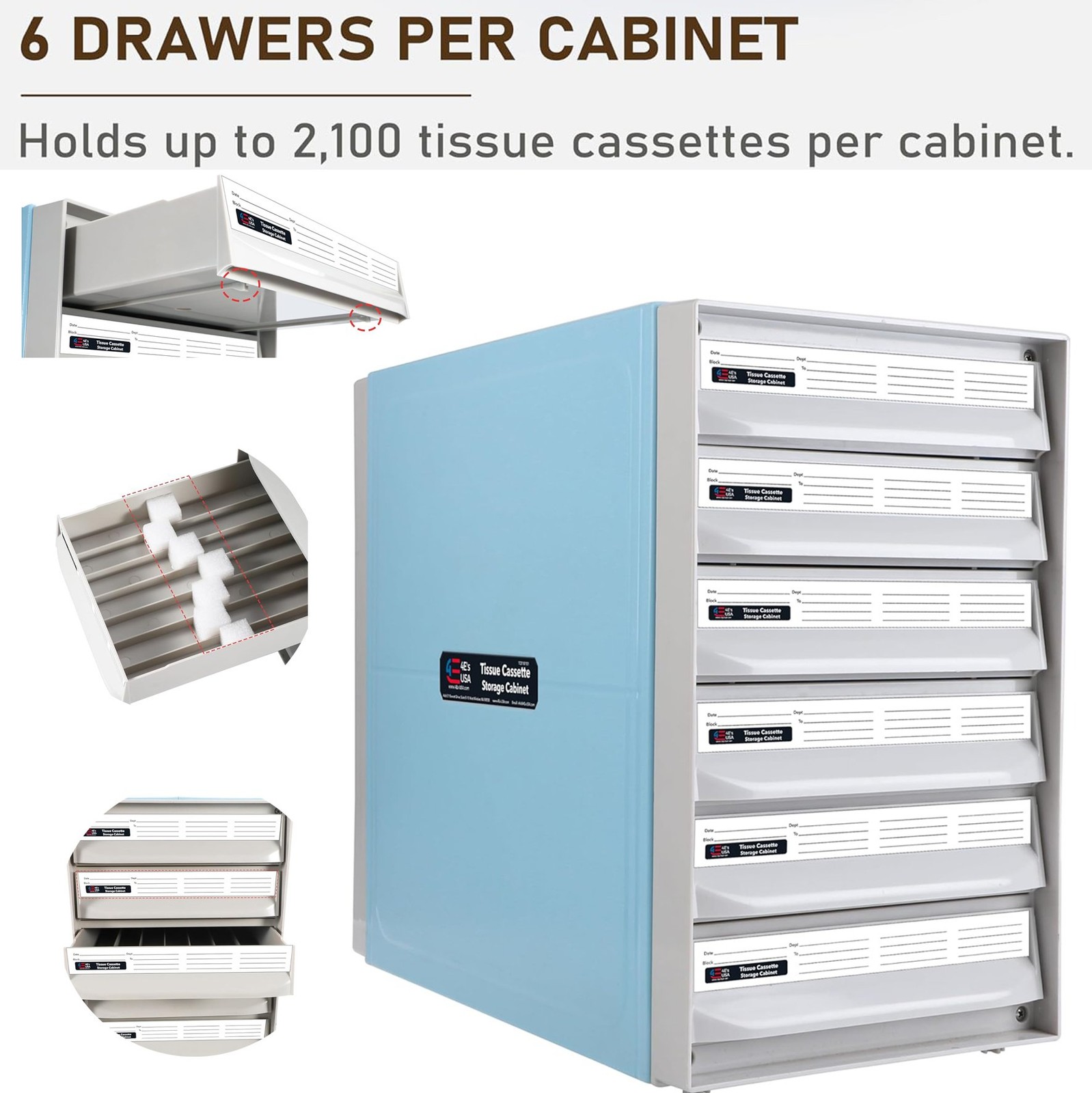 Tissue Cassette Storage Cabinet Lab Tissue Block Storage w/ 6 Drawers Stackable