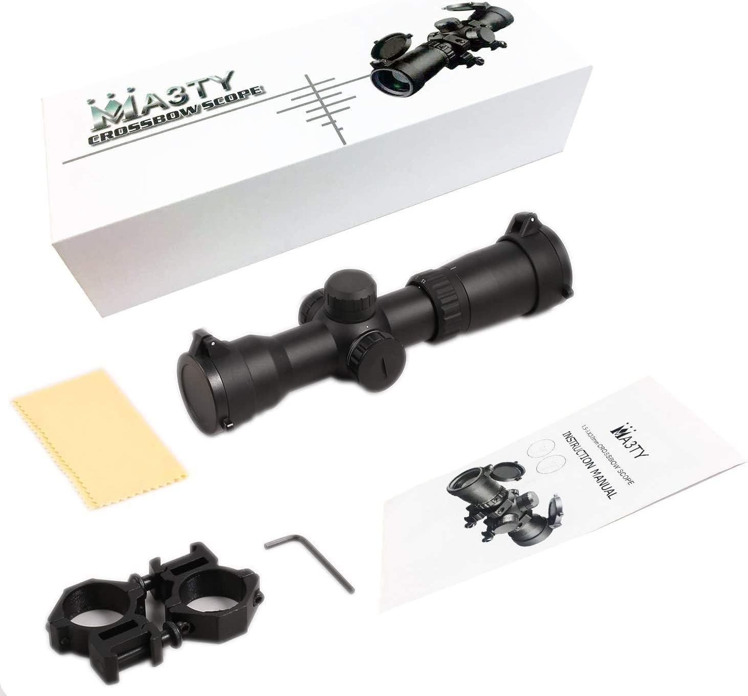 1.5-5x32 Illuminated Crossbow Scope, Ballistic Reticle