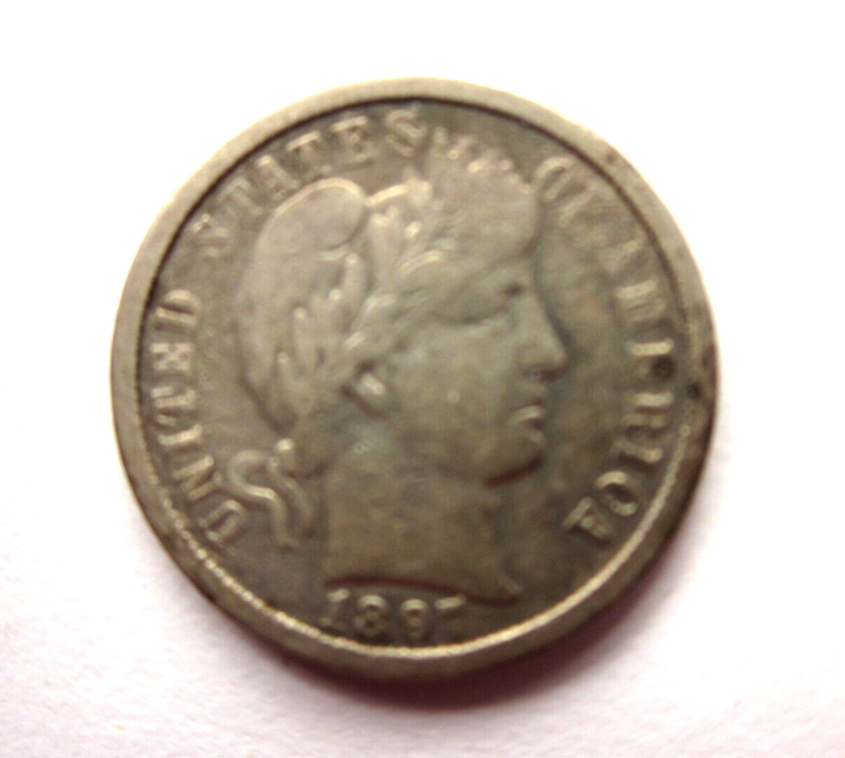 1897-O BARBER DIME NEW ORLEANS MINT 10C SILVER KEY DATE CLEANED COLLECTOR COIN