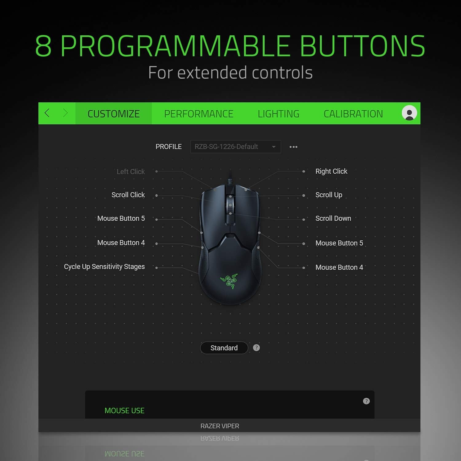 Razer Viper Wired Optical Gaming Mouse - Black with Chroma RGB Lighting