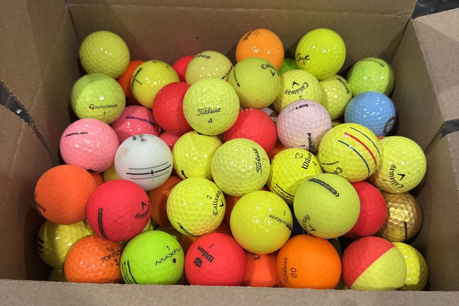 95 Colored Titleist Callaway Assorted Mixed Used Golf Balls: 3A-5A AAA - AAAAA