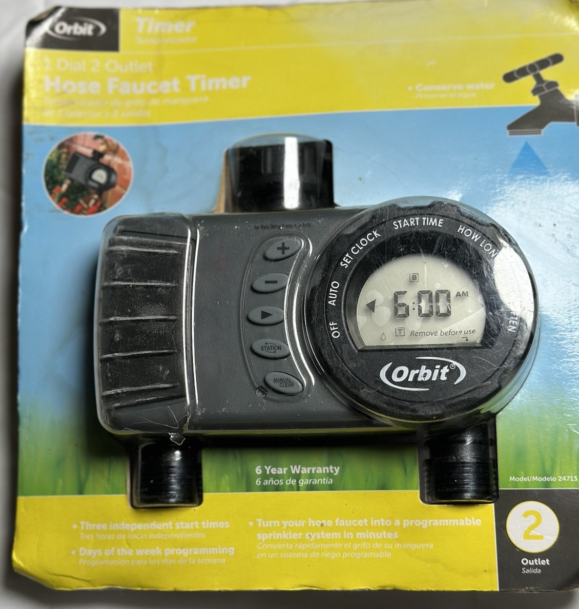 NEW Orbit 2-Outlet Digital Sprinkler/Hose Faucet Timer