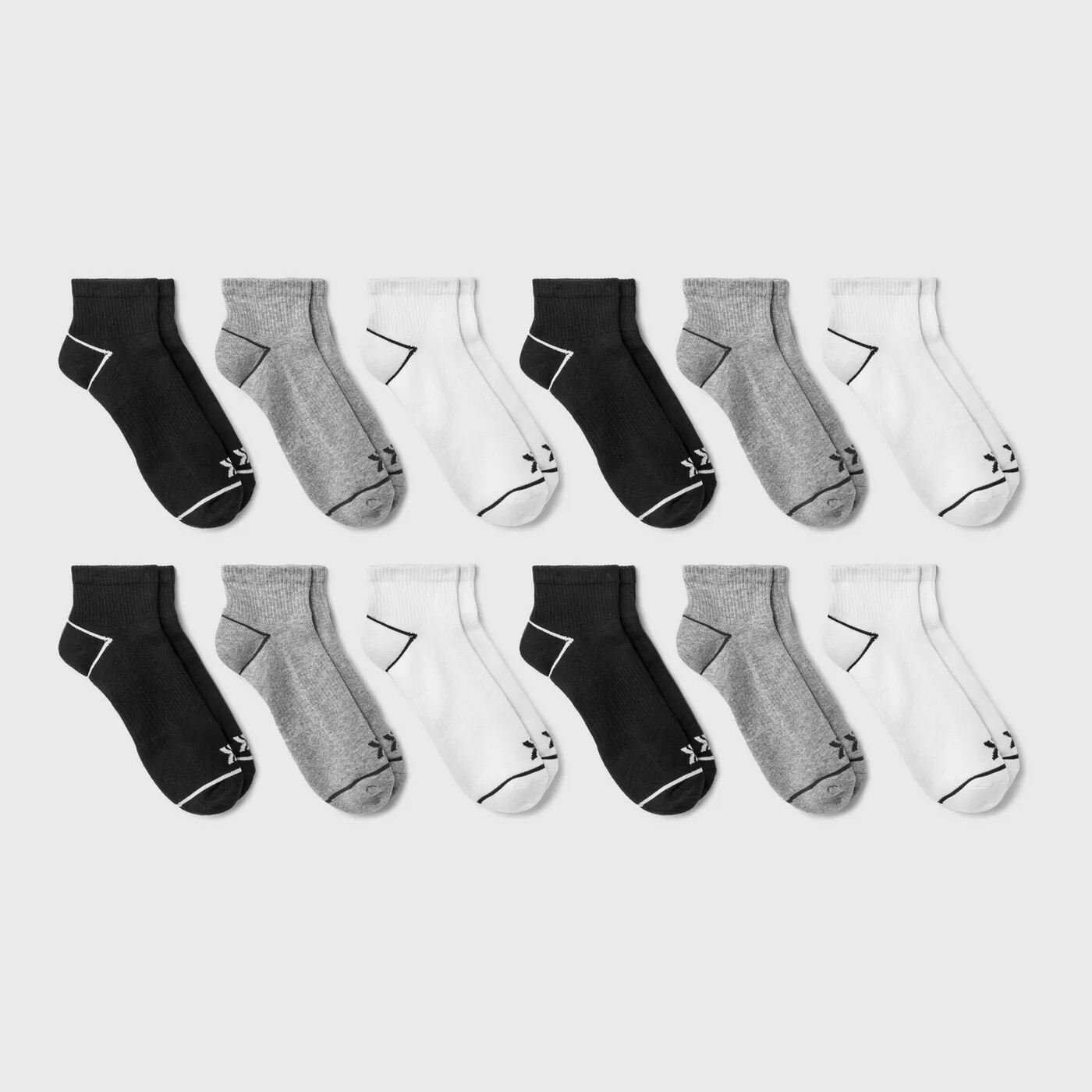 12 PR Men's ANKLE SOCKS CUSHIONED ARCH SUPPORT All in Motion WICKING STRETCH