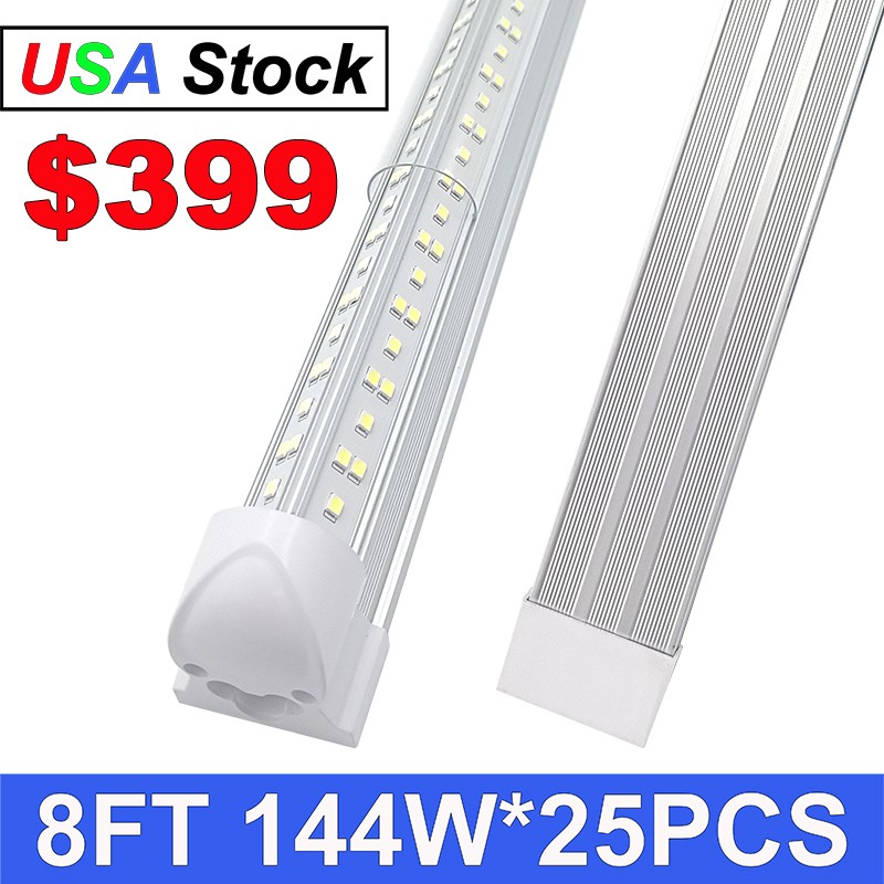 25Pack 8Ft Linkable Led Light 144W 18000Lm Super Bright 6500K Cold White Fixture