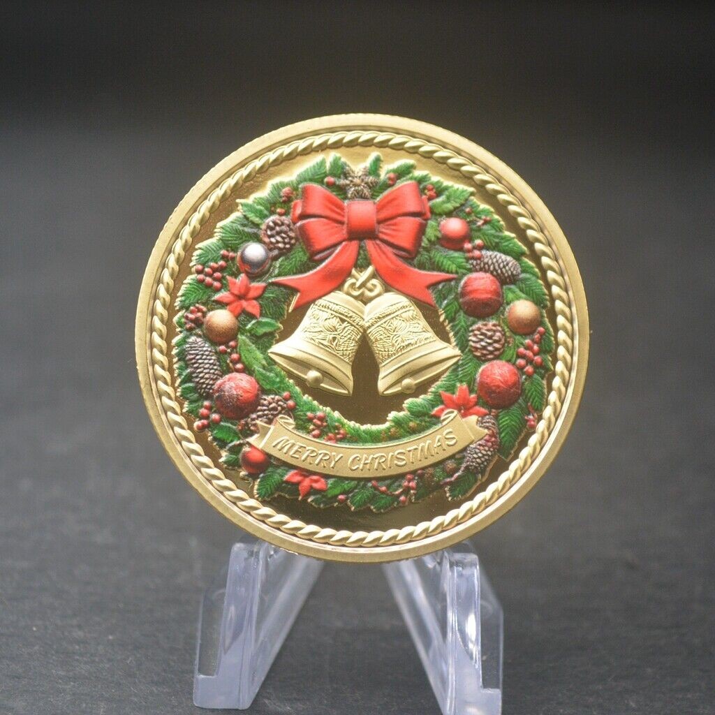 Collectible Medal Gift Colorful Merry Christmas Santa Claus Commemorative Coin