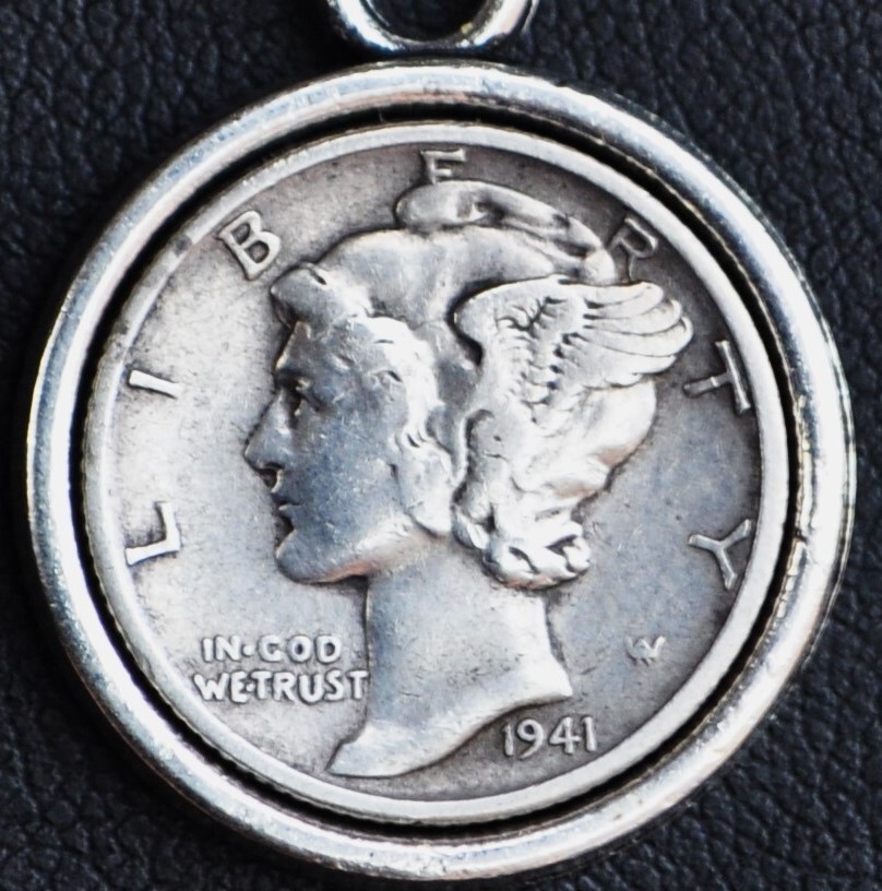 Silver Mercury Head Dime Coin Pendant