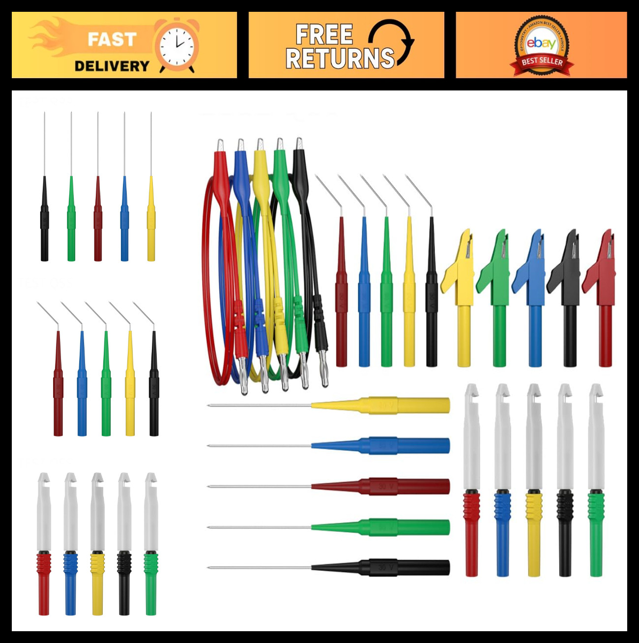 25pcs Test Lead Kit - 4mm Banana Plug & Alligator Clip Probes for Multimeter, Au