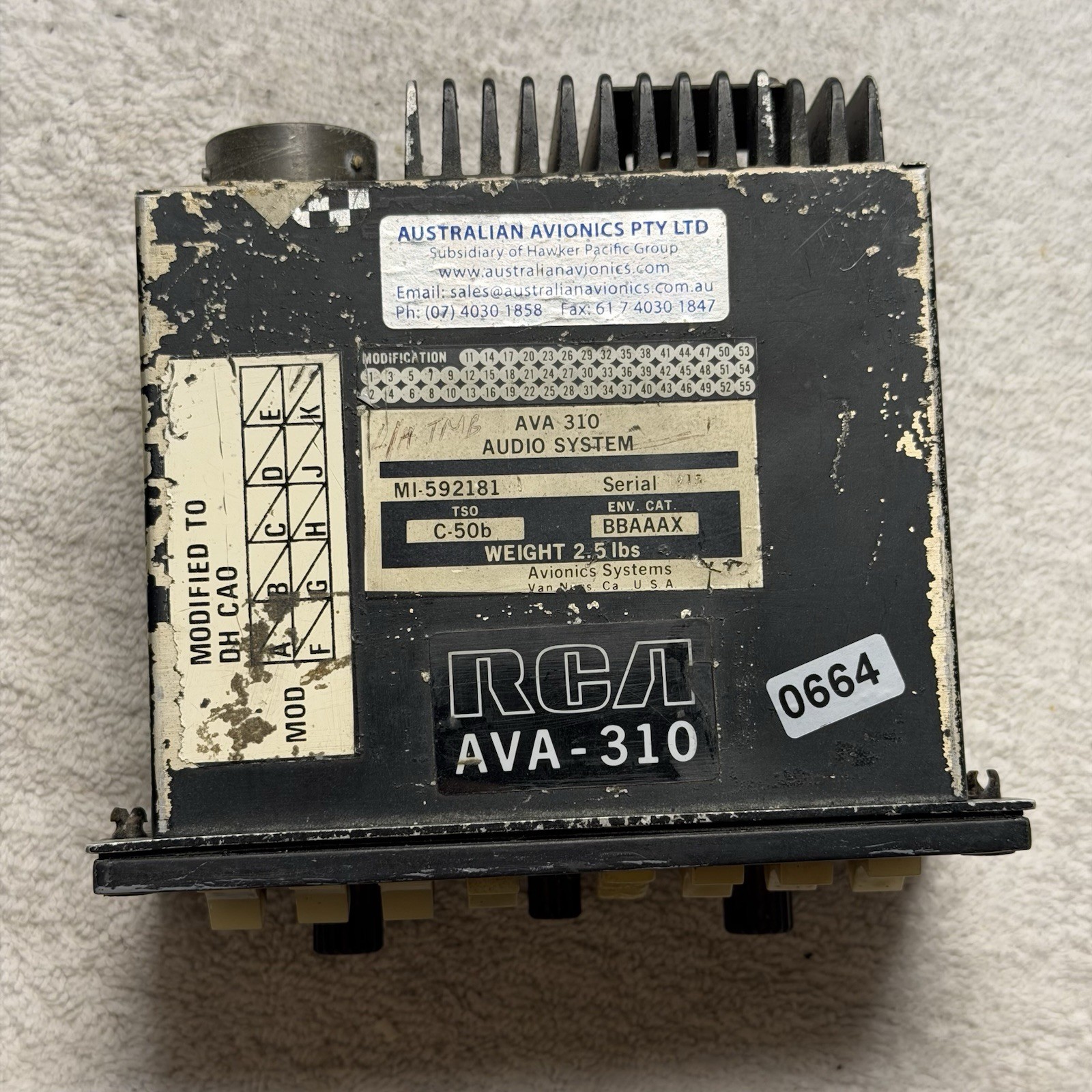 RCA AVA-310 Audio System Panel C-50B MI-592181-5A
